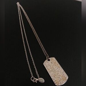Silver Rhinestone Dogtag Necklace